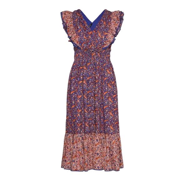 FRENCH CONNECTION Anathia Blaire Ruffled Midi Dress Size US 2 - Picture 1 of 11